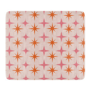 Mid Century Retro Stjärnexplosioner Mönster Rosa O