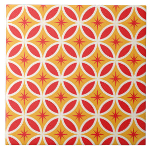 Mid Century Retro Stjärnexplosioner på Geometriska Kakelplatta