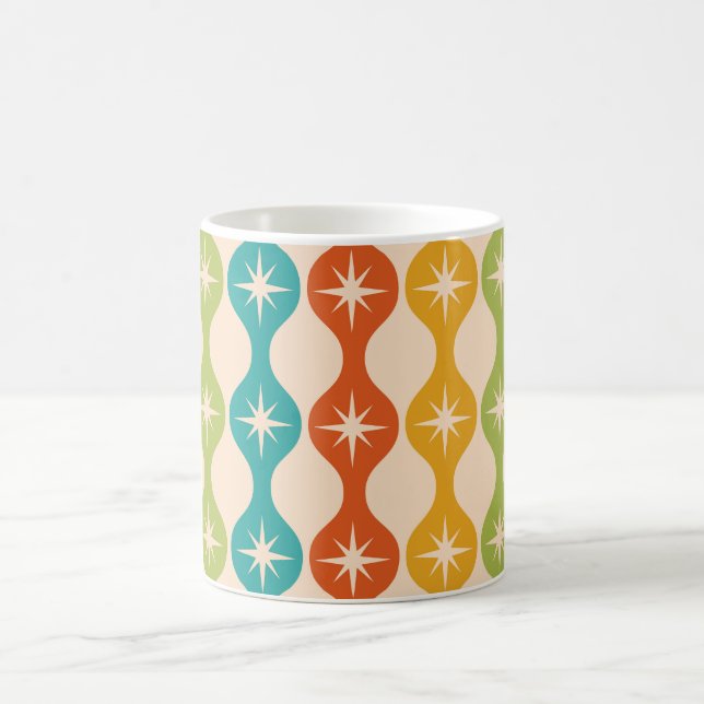 Mid Century Retro Stjärnexplosioner på ogee-mönste Kaffemugg (Center)