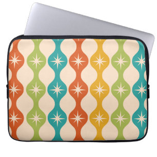 Mid Century Retro Stjärnexplosioner på ogee-mönste Laptop Fodral