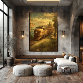 Mid-Century Retro Venedig Tåg – Vintage Europeiskt Poster