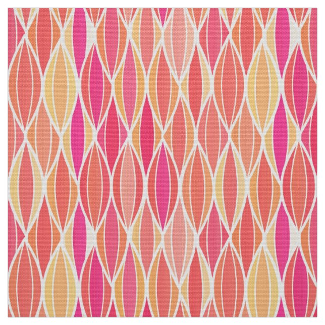 Mid-Century Ribbon Print - rosa, korall och guld Tyg (Provkarta)