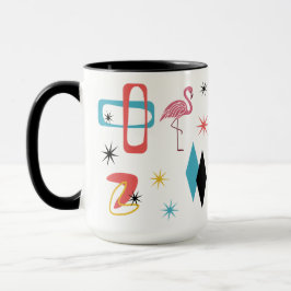 Mid Century Rosa Flamingo Ovals Stjärnburst Damer Mugg