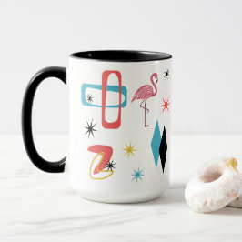 Mid Century Rosa Flamingo Ovals Stjärnburst Damer Mugg