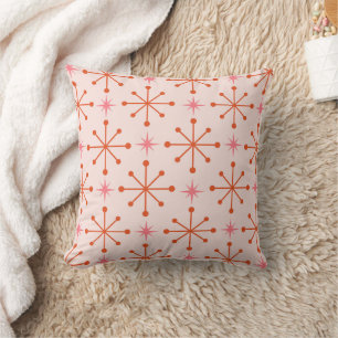 Mid Century Rosa Orange Atomära Stjärnsprakande Mö Kudde