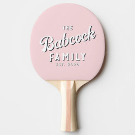 Mid-Century Rosa Viskning Retro Familjenamn & År Pingisracket
