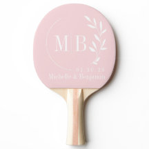 Mid-Century Rosa Viskningsblad Bröllopsmonogram