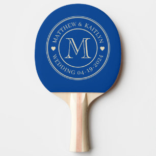 Mid-Century Royal Bröllopsmonogram Hjärtat Pingisracket
