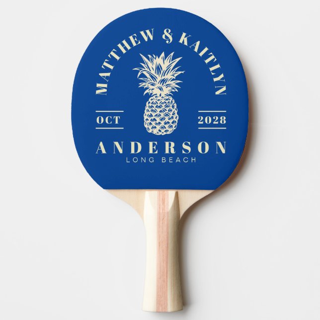 Mid-Century Royal Tropical Pineapple Bröllopskröni Pingisracket (Framsidan)