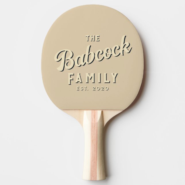 Mid-Century Sand Dune Retro Family Name & Year Pingisracket (Framsidan)
