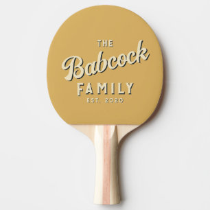 Mid-Century Sand Soluppgång Retro Familjenamn & År Pingisracket