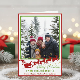 Mid-Century Santa & Ren Custom Foto Helgkort