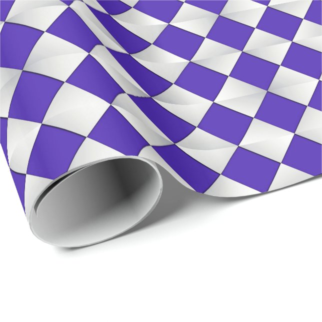 Mid-Century Satin Diamonds - kobolt och vit Presentpapper (Rullad Hörn)
