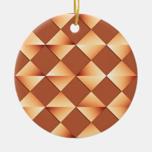 Mid-Century Satin Diamonds - koppar och brun Julgransprydnad Keramik