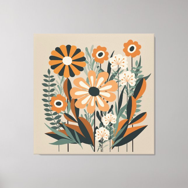 Mid Century Scandi Trädgård Canvastryck (Framsida)