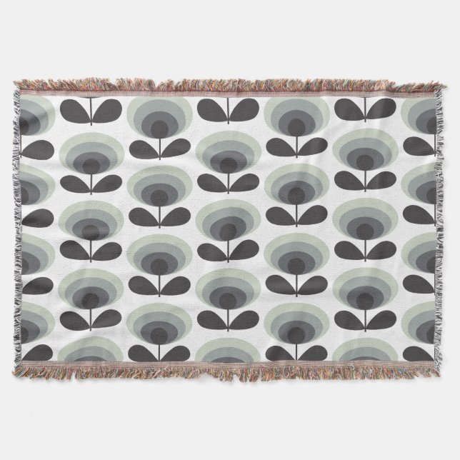 Mid Century Scandinavian Modern Retro Flower Bloom Filt (Framsidan)