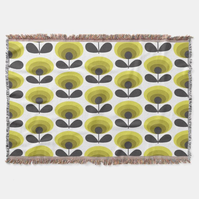 Mid Century Scandinavian Modern Retro Flower Bloom Filt (Framsidan)