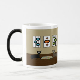 Mid Century Scrabble Cats Magisk Mugg