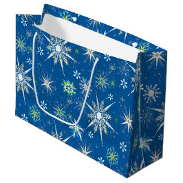 Mid-Century Snowflakes Galore On Blue