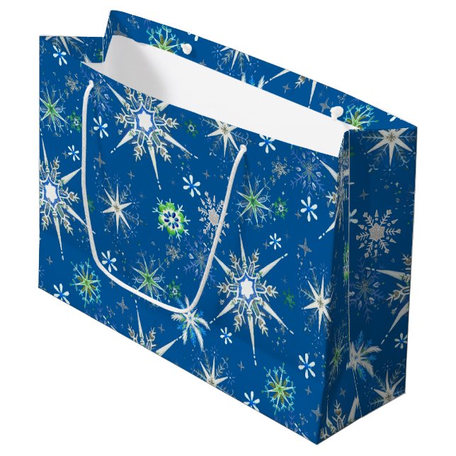 Mid-Century Snowflakes Galore On Blue (Framsidan Vinklad)
