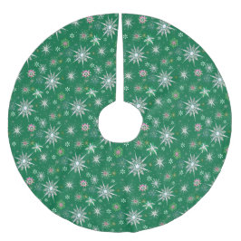 Mid-Century Snowflakes Galore On Green Julgransmatta Borstad Polyester