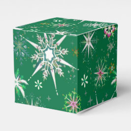 Mid-Century Snowflakes Galore On Green Presentaskar