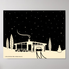 Mid-Century Snowscen-Black Poster
