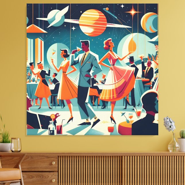 Mid Century Space Age Cocktail Party Canvastryck (Insitu (Vardagsrum))