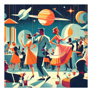 Mid Century Space Age Cocktailparty Fototryck