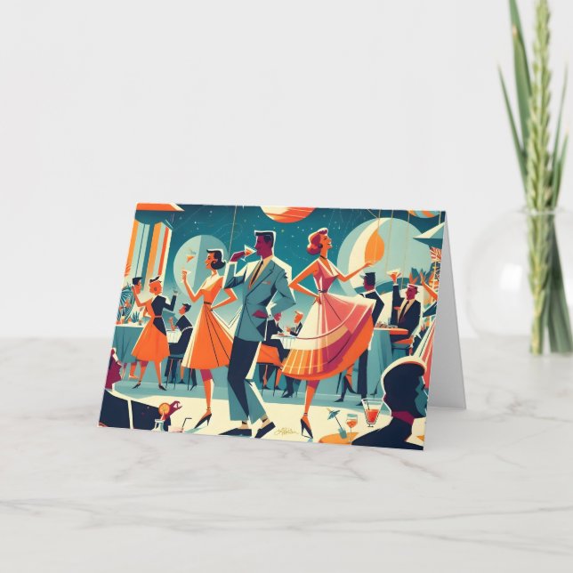 Mid Century Space Age Cocktailparty Kort (Framsida)