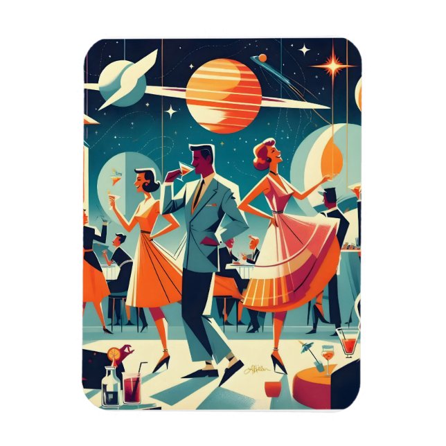 Mid Century Space Age Cocktailparty Magnet (Vertikal)