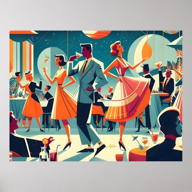 Mid Century Space Age Cocktailparty Poster (Framsidan)