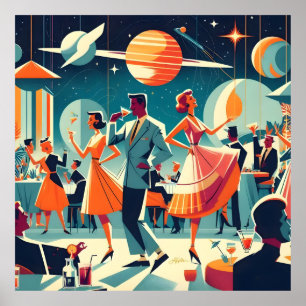 Mid Century Space Age Cocktailparty Poster