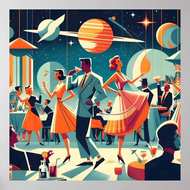 Mid Century Space Age Cocktailparty Poster (Framsidan)