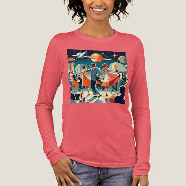 Mid Century Space Age Cocktailparty T Shirt (Framsida)