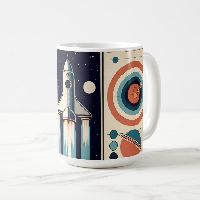 Mid Century Space Age-konst Galaxy Navigation Kaffemugg (Framsida höger)