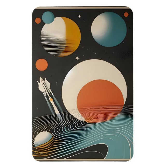 Mid Century Space Age-konst Galaxy Waves Magnet (Vertikal)