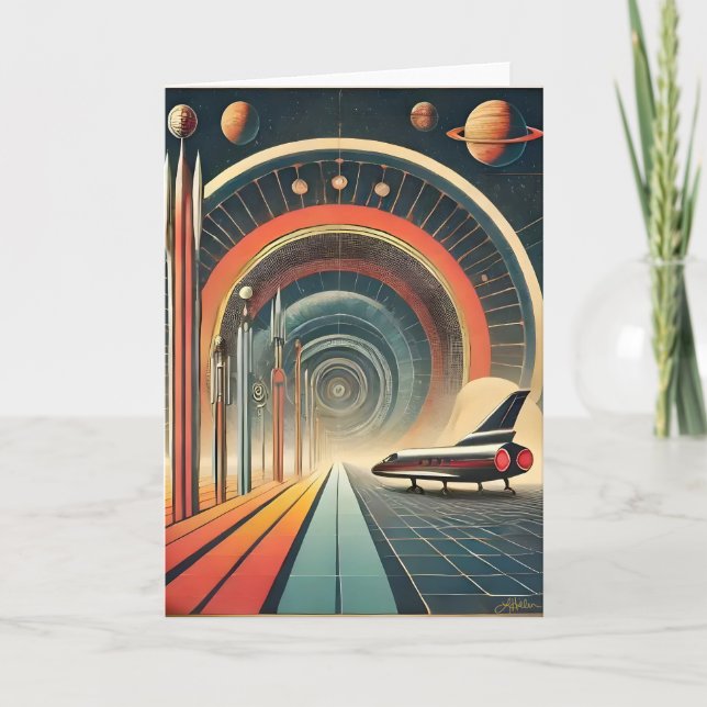 Mid Century Space Age Konst Wormhole Port Kort (Framsida)