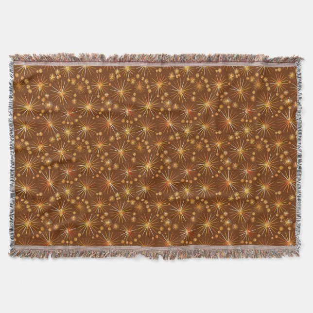 Mid Century Sputnik mönster, Chocolate Brown Mysfilt (Framsidan)