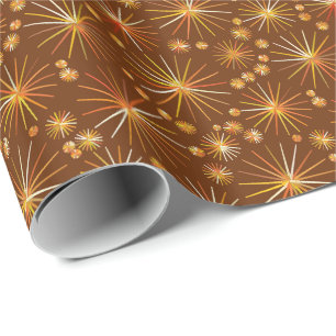 Mid Century Sputnik mönster, Chocolate Brown Presentpapper