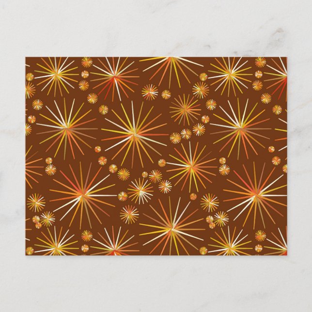 Mid Century Sputnik mönster, Chocolate Brown Vykort (Framsida)