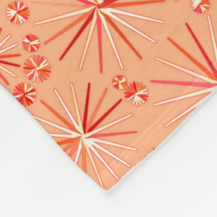 Mid Century Sputnik mönster, Coral Shades Fleecefilt