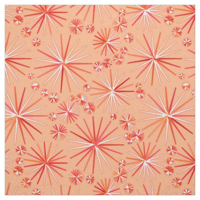 Mid Century Sputnik mönster, Coral Shades Tyg (Provkarta)