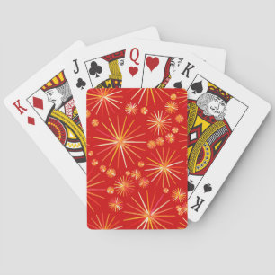 Mid Century Sputnik mönster, Deep Red Casinokort