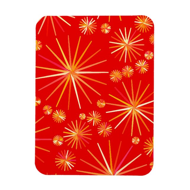 Mid Century Sputnik mönster, Deep Red Magnet (Vertikal)