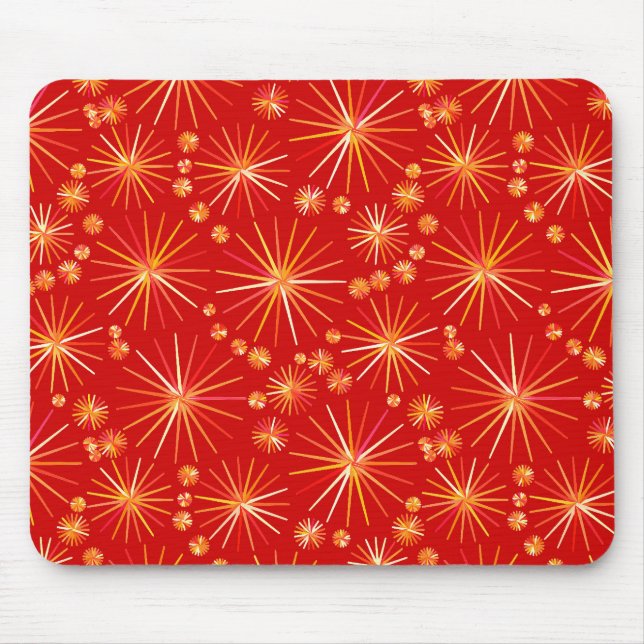 Mid Century Sputnik mönster, Deep Red Musmatta (Framsidan)