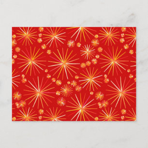 Mid Century Sputnik mönster, Deep Red Vykort