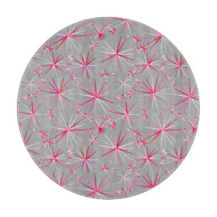 Mid Century Sputnik-mönster, Grått och Fuchsia