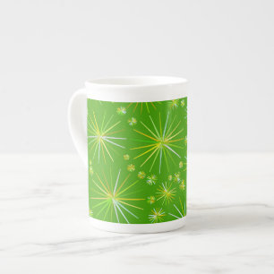 Mid Century Sputnik mönster, Oliv grönt Benporslin Mugg