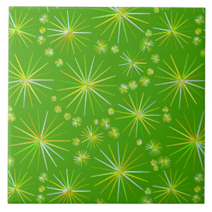 Mid Century Sputnik mönster, Oliv grönt Kakelplatta